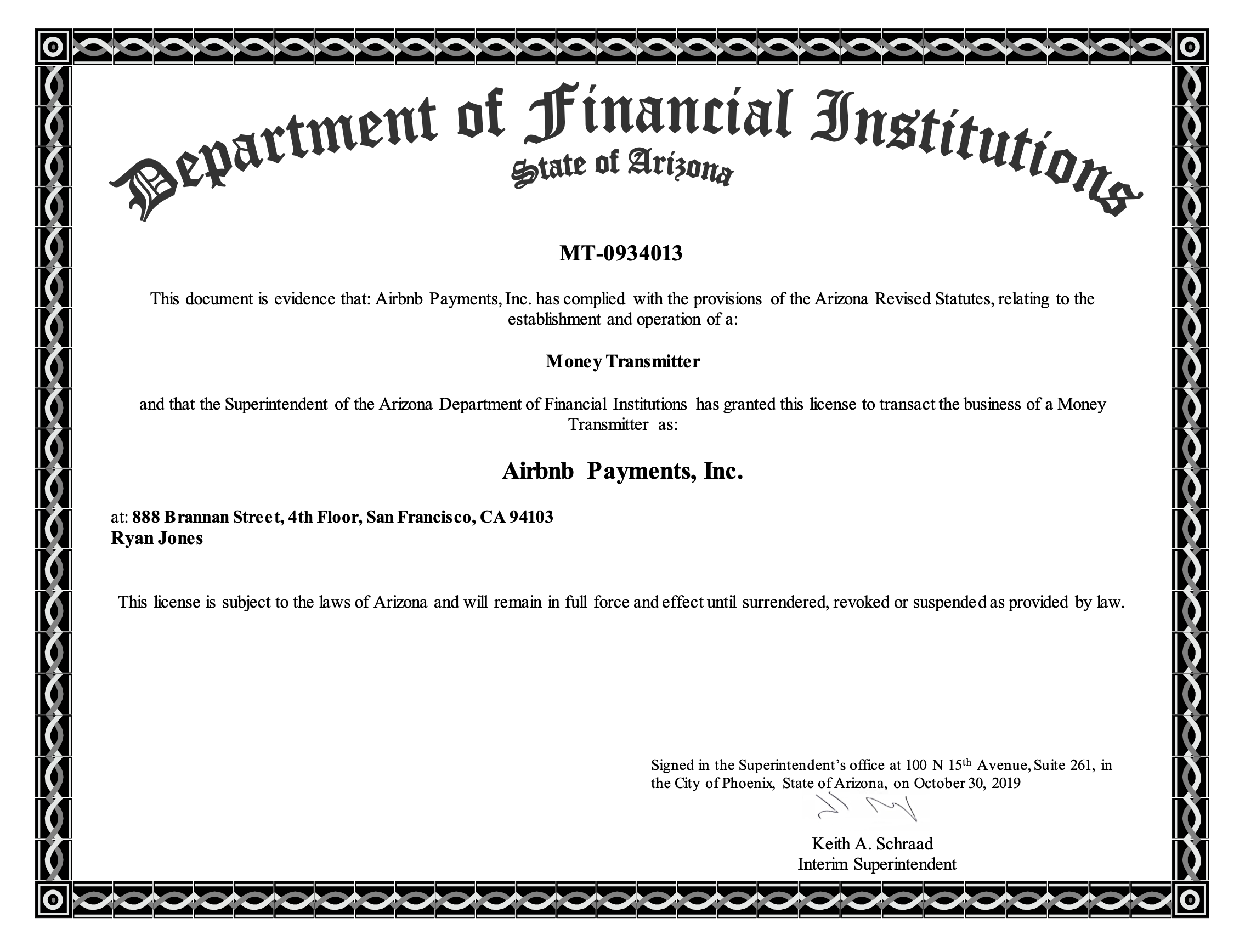 money transmission license disclosures