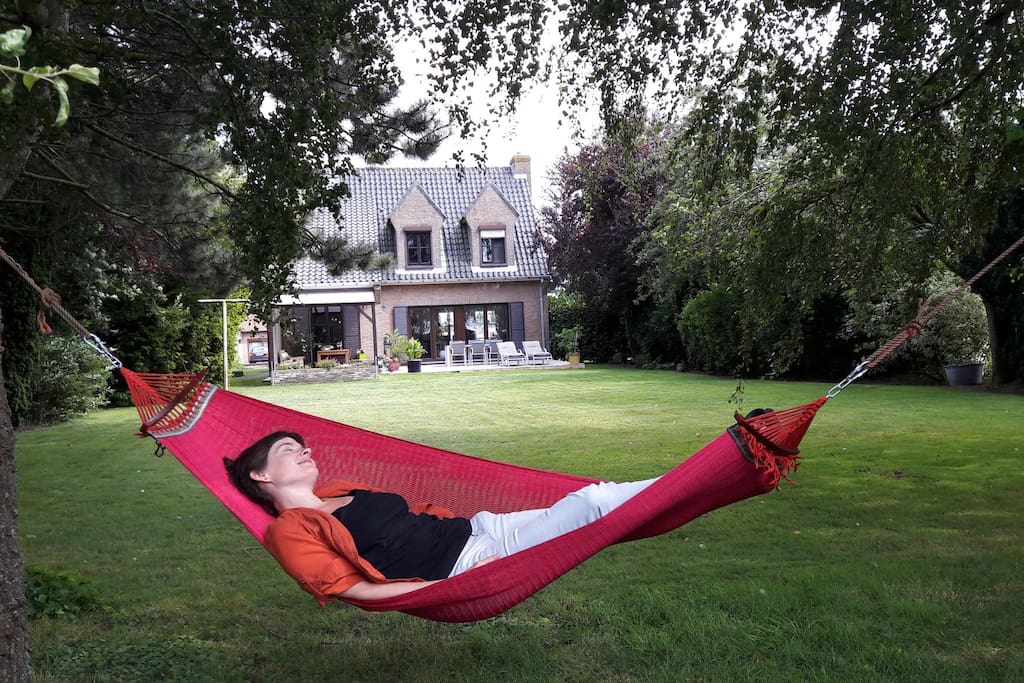 relaxing in the hammock