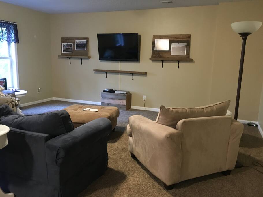spacious and finished walk out basement room